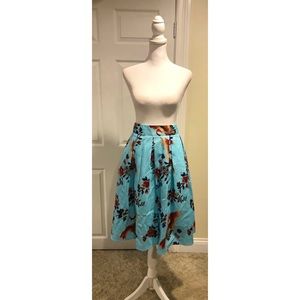 A Line vintage style floral pleated skirt